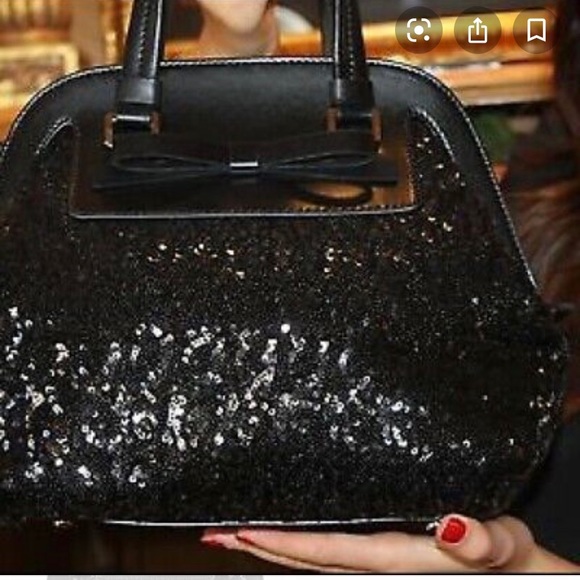 kate spade Handbags - RARE KATE SPADE BLACK TOP HANDLE SEQUIN BAG FORMAL